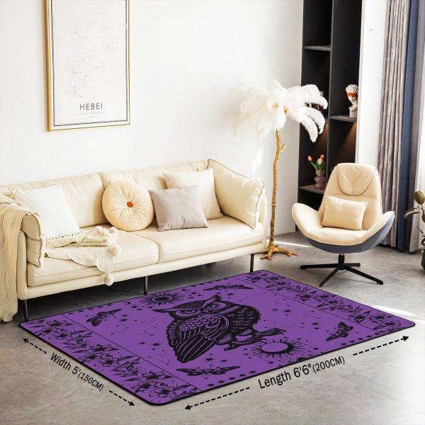 Castle Fairy White Black Dragon Area Rug 3'x5', Boho Sun Moon Stars Galaxy Non Slip Rug for Kids Teen Boys Women Men,Western Animals Indoor Floor Mat for Dining Room Backyard Decor - Image 8