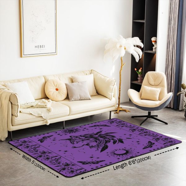Castle Fairy White Black Dragon Area Rug 3'x5', Boho Sun Moon Stars Galaxy Non Slip Rug for Kids Teen Boys Women Men,Western Animals Indoor Floor Mat for Dining Room Backyard Decor - Image 16