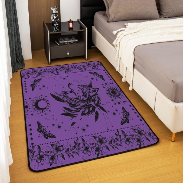 Castle Fairy White Black Dragon Area Rug 3'x5', Boho Sun Moon Stars Galaxy Non Slip Rug for Kids Teen Boys Women Men,Western Animals Indoor Floor Mat for Dining Room Backyard Decor - Image 18