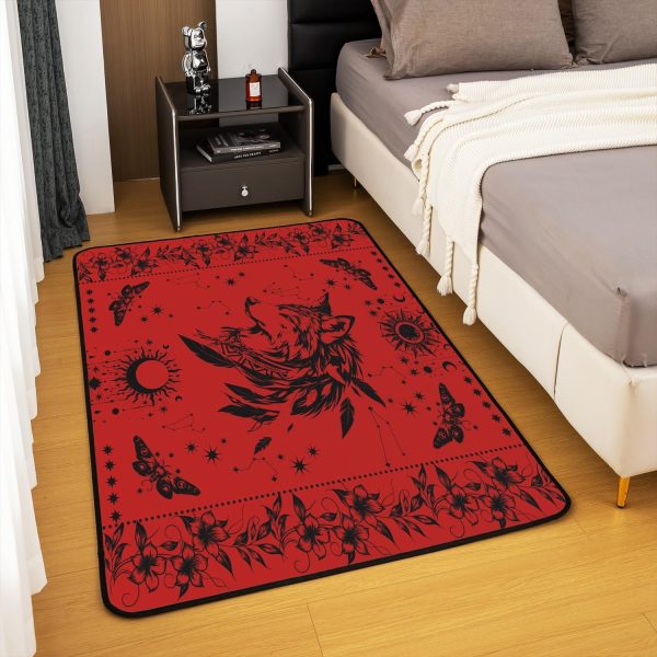 Castle Fairy White Black Dragon Area Rug 3'x5', Boho Sun Moon Stars Galaxy Non Slip Rug for Kids Teen Boys Women Men,Western Animals Indoor Floor Mat for Dining Room Backyard Decor - Image 22
