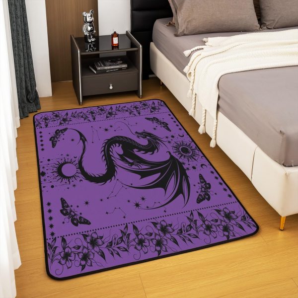 Castle Fairy White Black Dragon Area Rug 3'x5', Boho Sun Moon Stars Galaxy Non Slip Rug for Kids Teen Boys Women Men,Western Animals Indoor Floor Mat for Dining Room Backyard Decor - Image 26
