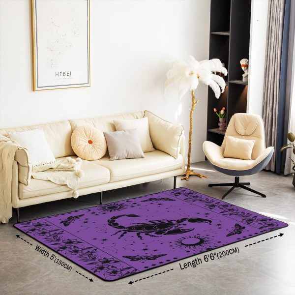 Castle Fairy White Black Dragon Area Rug 3'x5', Boho Sun Moon Stars Galaxy Non Slip Rug for Kids Teen Boys Women Men,Western Animals Indoor Floor Mat for Dining Room Backyard Decor - Image 28