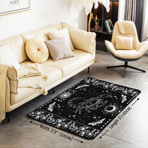 Castle Fairy White Black Dragon Area Rug 3'x5', Boho Sun Moon Stars Galaxy Non Slip Rug for Kids Teen Boys Women Men,Western Animals Indoor Floor Mat for Dining Room Backyard Decor - Image 37