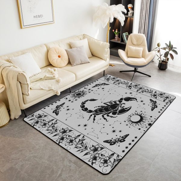 Castle Fairy White Black Dragon Area Rug 3'x5', Boho Sun Moon Stars Galaxy Non Slip Rug for Kids Teen Boys Women Men,Western Animals Indoor Floor Mat for Dining Room Backyard Decor - Image 39