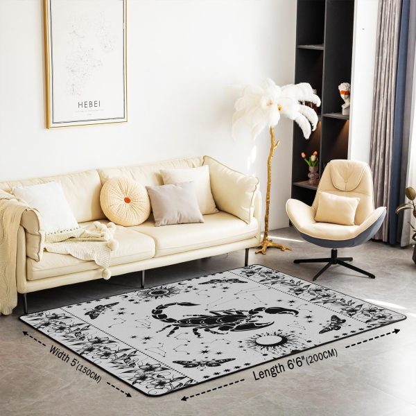 Castle Fairy White Black Dragon Area Rug 3'x5', Boho Sun Moon Stars Galaxy Non Slip Rug for Kids Teen Boys Women Men,Western Animals Indoor Floor Mat for Dining Room Backyard Decor - Image 40