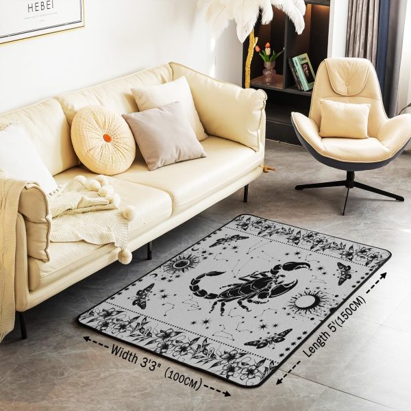 Castle Fairy White Black Dragon Area Rug 3'x5', Boho Sun Moon Stars Galaxy Non Slip Rug for Kids Teen Boys Women Men,Western Animals Indoor Floor Mat for Dining Room Backyard Decor - Image 41