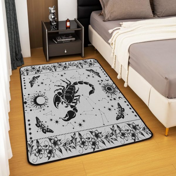 Castle Fairy White Black Dragon Area Rug 3'x5', Boho Sun Moon Stars Galaxy Non Slip Rug for Kids Teen Boys Women Men,Western Animals Indoor Floor Mat for Dining Room Backyard Decor - Image 42