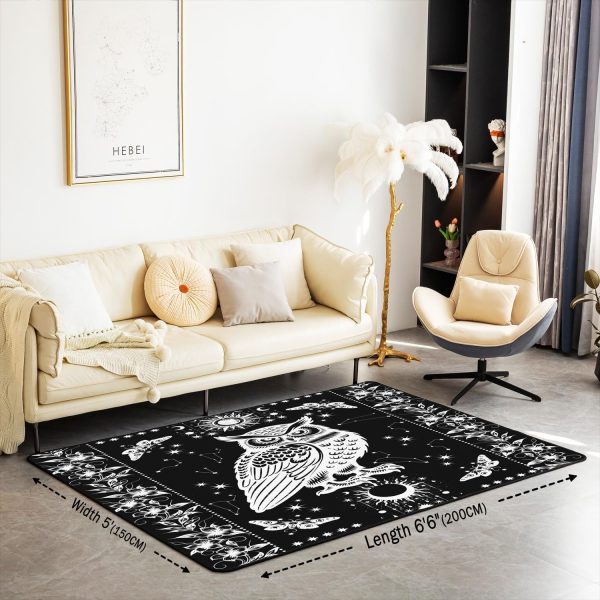 Castle Fairy White Black Dragon Area Rug 3'x5', Boho Sun Moon Stars Galaxy Non Slip Rug for Kids Teen Boys Women Men,Western Animals Indoor Floor Mat for Dining Room Backyard Decor - Image 44