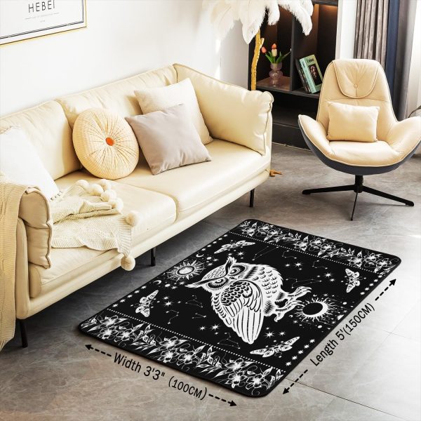 Castle Fairy White Black Dragon Area Rug 3'x5', Boho Sun Moon Stars Galaxy Non Slip Rug for Kids Teen Boys Women Men,Western Animals Indoor Floor Mat for Dining Room Backyard Decor - Image 45