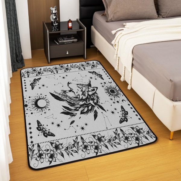 Castle Fairy White Black Dragon Area Rug 3'x5', Boho Sun Moon Stars Galaxy Non Slip Rug for Kids Teen Boys Women Men,Western Animals Indoor Floor Mat for Dining Room Backyard Decor - Image 50