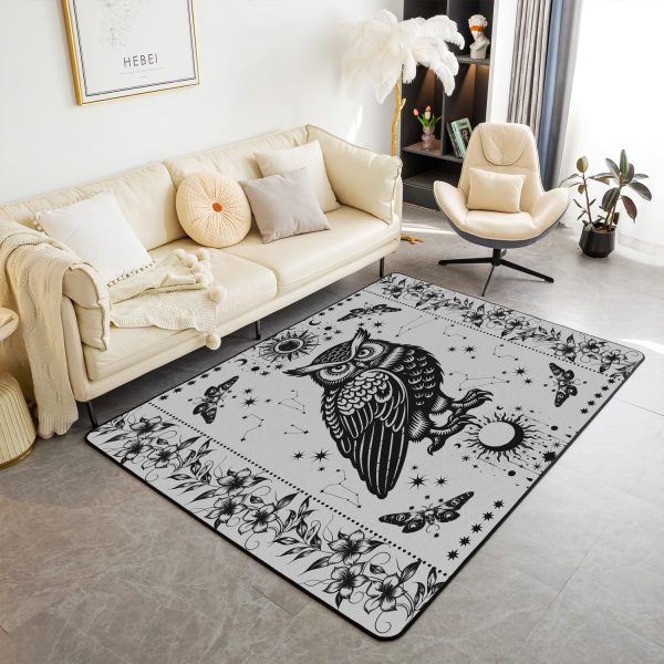 Castle Fairy White Black Dragon Area Rug 3'x5', Boho Sun Moon Stars Galaxy Non Slip Rug for Kids Teen Boys Women Men,Western Animals Indoor Floor Mat for Dining Room Backyard Decor - Image 55