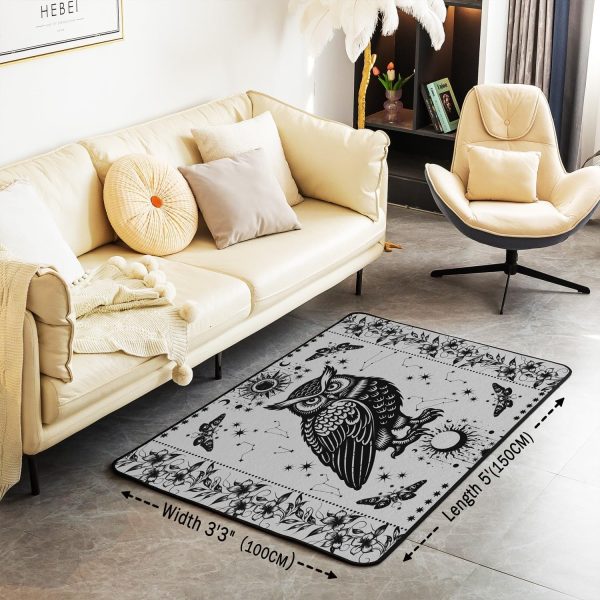 Castle Fairy White Black Dragon Area Rug 3'x5', Boho Sun Moon Stars Galaxy Non Slip Rug for Kids Teen Boys Women Men,Western Animals Indoor Floor Mat for Dining Room Backyard Decor - Image 57