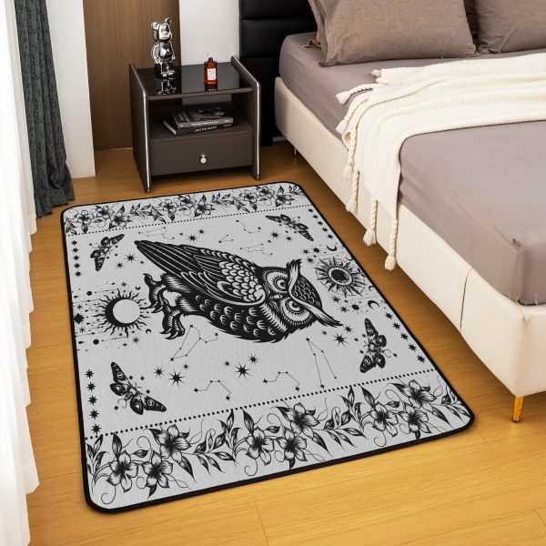 Castle Fairy White Black Dragon Area Rug 3'x5', Boho Sun Moon Stars Galaxy Non Slip Rug for Kids Teen Boys Women Men,Western Animals Indoor Floor Mat for Dining Room Backyard Decor - Image 58