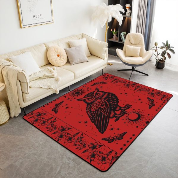 Castle Fairy White Black Dragon Area Rug 3'x5', Boho Sun Moon Stars Galaxy Non Slip Rug for Kids Teen Boys Women Men,Western Animals Indoor Floor Mat for Dining Room Backyard Decor - Image 63