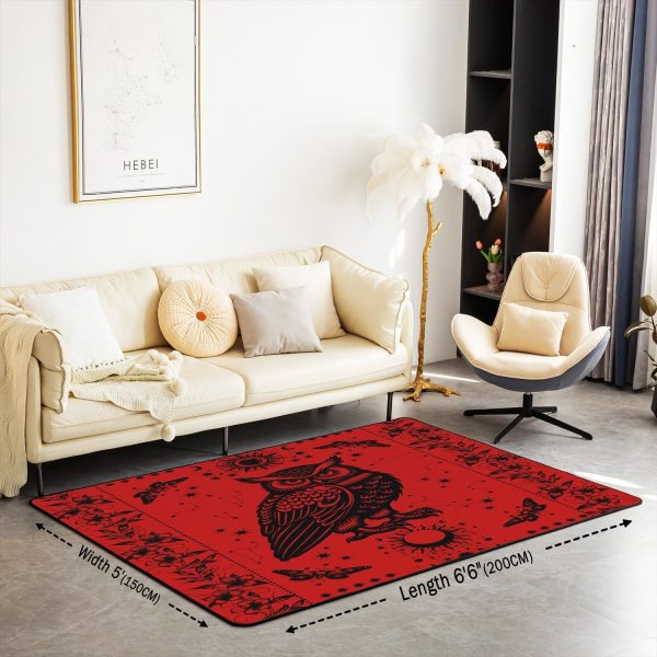 Castle Fairy White Black Dragon Area Rug 3'x5', Boho Sun Moon Stars Galaxy Non Slip Rug for Kids Teen Boys Women Men,Western Animals Indoor Floor Mat for Dining Room Backyard Decor - Image 64