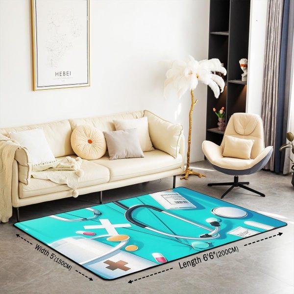 Doctor Nurse Gift Living Room Rugs 3x5 Doctor Gift Area Rug for Kids Teen Physician Nurse Graduation Gift Carpet Runner Non Slip Fashion Blue Decorative Accent Rug Bedroom Decor - Image 79