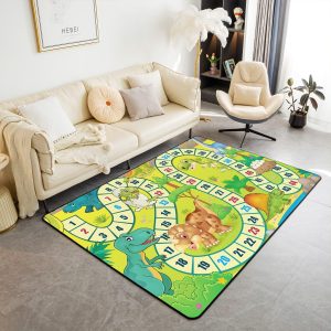 Number Map Area Rug 3'x5',Cute Dinosaur Decor Non Shedding Rug for Kids Teen Adults,Cartoon Animals Decorative Carpet for Playroom Bedroom Dining Room