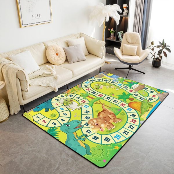 Number Map Area Rug 3'x5',Cute Dinosaur Decor Non Shedding Rug for Kids Teen Adults,Cartoon Animals Decorative Carpet for Playroom Bedroom Dining Room