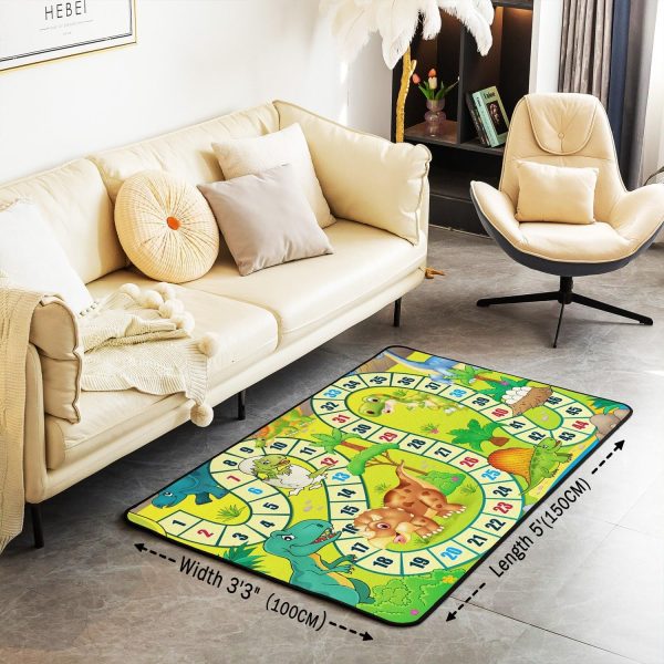 Number Map Area Rug 3'x5',Cute Dinosaur Decor Non Shedding Rug for Kids Teen Adults,Cartoon Animals Decorative Carpet for Playroom Bedroom Dining Room - Image 2
