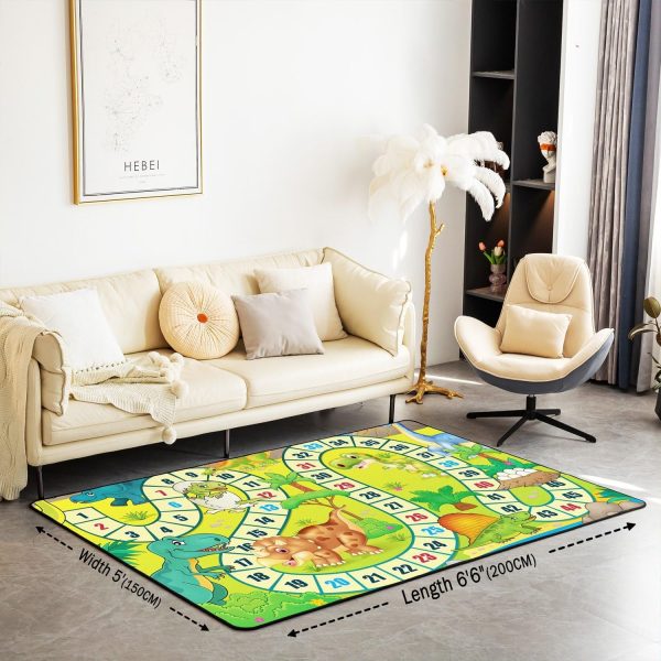 Number Map Area Rug 3'x5',Cute Dinosaur Decor Non Shedding Rug for Kids Teen Adults,Cartoon Animals Decorative Carpet for Playroom Bedroom Dining Room - Image 3