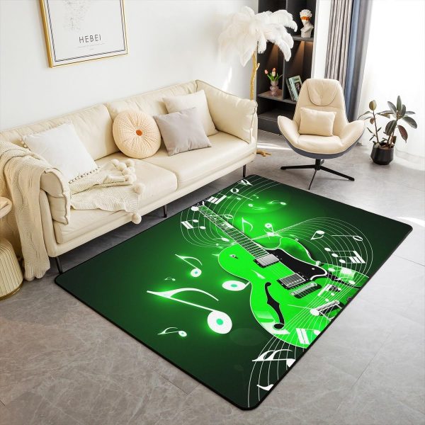 Castle Fairy 3D Red Lip Area Rug 5'x6'6" Abstract Glitter Diamond Romantic Style Non Slip Rug for Girls Teens Adults Women Black Musical Notes Graffiti Indoor Floor Mat for Party Couch - Image 7