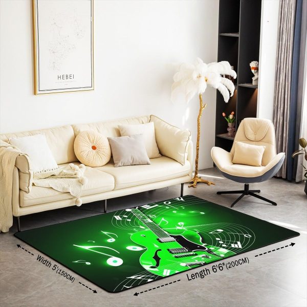 Castle Fairy 3D Red Lip Area Rug 5'x6'6" Abstract Glitter Diamond Romantic Style Non Slip Rug for Girls Teens Adults Women Black Musical Notes Graffiti Indoor Floor Mat for Party Couch - Image 8