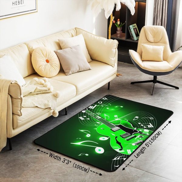 Castle Fairy 3D Red Lip Area Rug 5'x6'6" Abstract Glitter Diamond Romantic Style Non Slip Rug for Girls Teens Adults Women Black Musical Notes Graffiti Indoor Floor Mat for Party Couch - Image 9