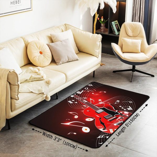 Castle Fairy 3D Red Lip Area Rug 5'x6'6" Abstract Glitter Diamond Romantic Style Non Slip Rug for Girls Teens Adults Women Black Musical Notes Graffiti Indoor Floor Mat for Party Couch - Image 17