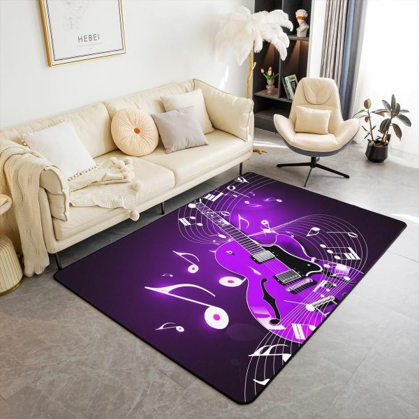 Castle Fairy 3D Red Lip Area Rug 5'x6'6" Abstract Glitter Diamond Romantic Style Non Slip Rug for Girls Teens Adults Women Black Musical Notes Graffiti Indoor Floor Mat for Party Couch - Image 19
