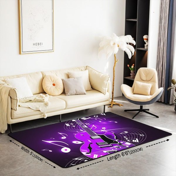 Castle Fairy 3D Red Lip Area Rug 5'x6'6" Abstract Glitter Diamond Romantic Style Non Slip Rug for Girls Teens Adults Women Black Musical Notes Graffiti Indoor Floor Mat for Party Couch - Image 20