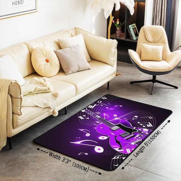 Castle Fairy 3D Red Lip Area Rug 5'x6'6" Abstract Glitter Diamond Romantic Style Non Slip Rug for Girls Teens Adults Women Black Musical Notes Graffiti Indoor Floor Mat for Party Couch - Image 21