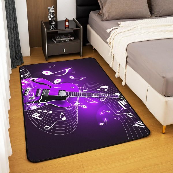 Castle Fairy 3D Red Lip Area Rug 5'x6'6" Abstract Glitter Diamond Romantic Style Non Slip Rug for Girls Teens Adults Women Black Musical Notes Graffiti Indoor Floor Mat for Party Couch - Image 22
