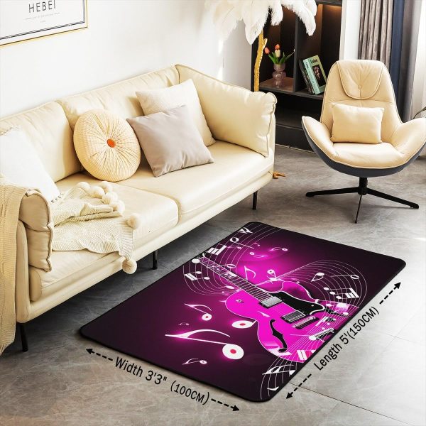 Castle Fairy 3D Red Lip Area Rug 5'x6'6" Abstract Glitter Diamond Romantic Style Non Slip Rug for Girls Teens Adults Women Black Musical Notes Graffiti Indoor Floor Mat for Party Couch - Image 25