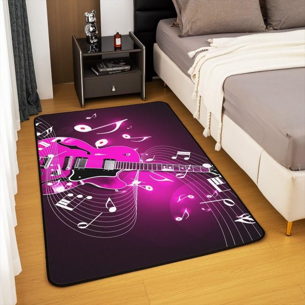 Castle Fairy 3D Red Lip Area Rug 5'x6'6" Abstract Glitter Diamond Romantic Style Non Slip Rug for Girls Teens Adults Women Black Musical Notes Graffiti Indoor Floor Mat for Party Couch - Image 26