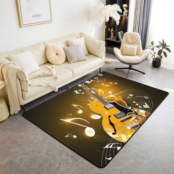 Castle Fairy 3D Red Lip Area Rug 5'x6'6" Abstract Glitter Diamond Romantic Style Non Slip Rug for Girls Teens Adults Women Black Musical Notes Graffiti Indoor Floor Mat for Party Couch - Image 27