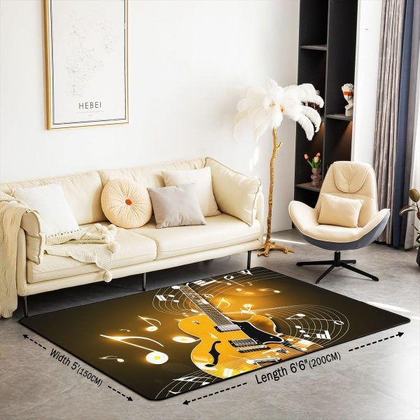 Castle Fairy 3D Red Lip Area Rug 5'x6'6" Abstract Glitter Diamond Romantic Style Non Slip Rug for Girls Teens Adults Women Black Musical Notes Graffiti Indoor Floor Mat for Party Couch - Image 28