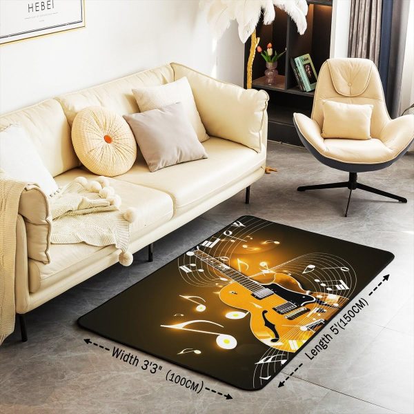 Castle Fairy 3D Red Lip Area Rug 5'x6'6" Abstract Glitter Diamond Romantic Style Non Slip Rug for Girls Teens Adults Women Black Musical Notes Graffiti Indoor Floor Mat for Party Couch - Image 29