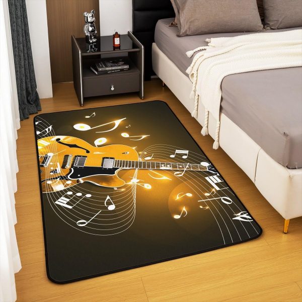 Castle Fairy 3D Red Lip Area Rug 5'x6'6" Abstract Glitter Diamond Romantic Style Non Slip Rug for Girls Teens Adults Women Black Musical Notes Graffiti Indoor Floor Mat for Party Couch - Image 30