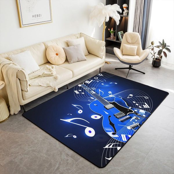 Castle Fairy 3D Red Lip Area Rug 5'x6'6" Abstract Glitter Diamond Romantic Style Non Slip Rug for Girls Teens Adults Women Black Musical Notes Graffiti Indoor Floor Mat for Party Couch - Image 31