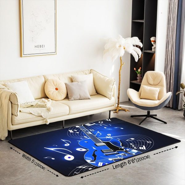Castle Fairy 3D Red Lip Area Rug 5'x6'6" Abstract Glitter Diamond Romantic Style Non Slip Rug for Girls Teens Adults Women Black Musical Notes Graffiti Indoor Floor Mat for Party Couch - Image 32