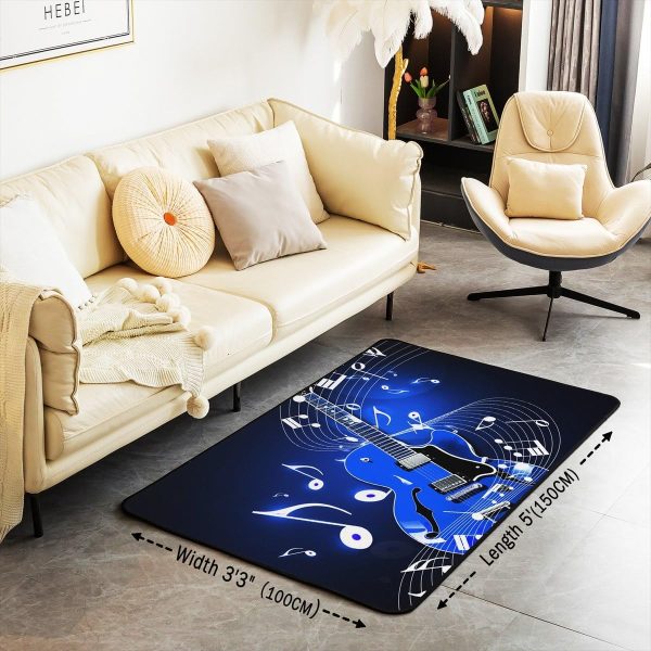 Castle Fairy 3D Red Lip Area Rug 5'x6'6" Abstract Glitter Diamond Romantic Style Non Slip Rug for Girls Teens Adults Women Black Musical Notes Graffiti Indoor Floor Mat for Party Couch - Image 33