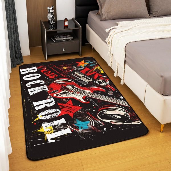 Castle Fairy 3D Red Lip Area Rug 5'x6'6" Abstract Glitter Diamond Romantic Style Non Slip Rug for Girls Teens Adults Women Black Musical Notes Graffiti Indoor Floor Mat for Party Couch - Image 38