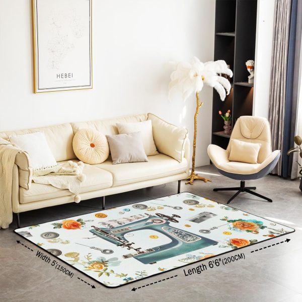Clothes Sewing Theme Area Rug 5x7 Needle and Thread Rug for Bedroom Sewing Machine Carpet Non Slip Rustic Farmhouse Floor Mat Decorative Accent Rug Non Shedding - Image 65