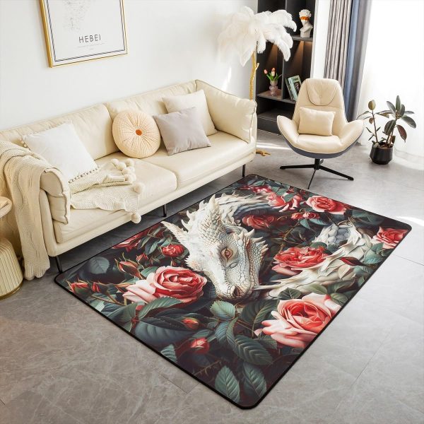 Watercolor Dragon Living Room Rugs 3x5 Chinese Style Area Rug for Kids Teen Retro Tradition Theme Carpet Runner Non Slip Dragon Pattern Decorative Accent Rug Bedroom Decor - Image 19