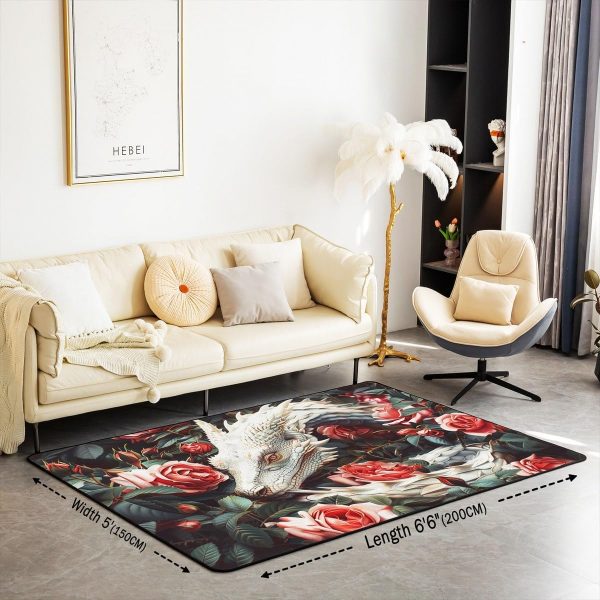 Watercolor Dragon Living Room Rugs 3x5 Chinese Style Area Rug for Kids Teen Retro Tradition Theme Carpet Runner Non Slip Dragon Pattern Decorative Accent Rug Bedroom Decor - Image 20