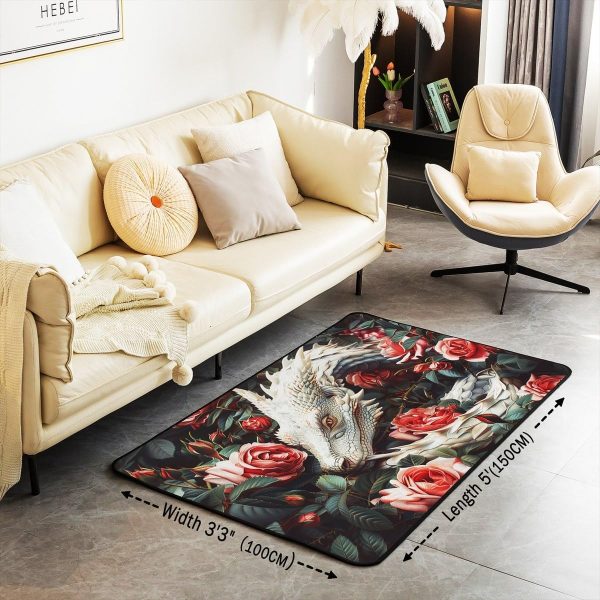 Watercolor Dragon Living Room Rugs 3x5 Chinese Style Area Rug for Kids Teen Retro Tradition Theme Carpet Runner Non Slip Dragon Pattern Decorative Accent Rug Bedroom Decor - Image 21