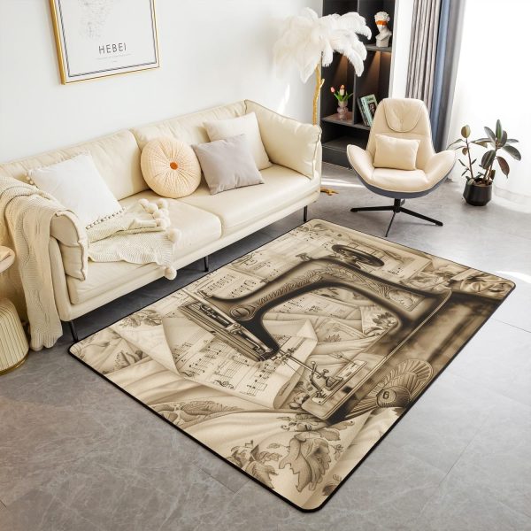 Clothes Sewing Theme Area Rug 5x7 Needle and Thread Rug for Bedroom Sewing Machine Carpet Non Slip Rustic Farmhouse Floor Mat Decorative Accent Rug Non Shedding - Image 132