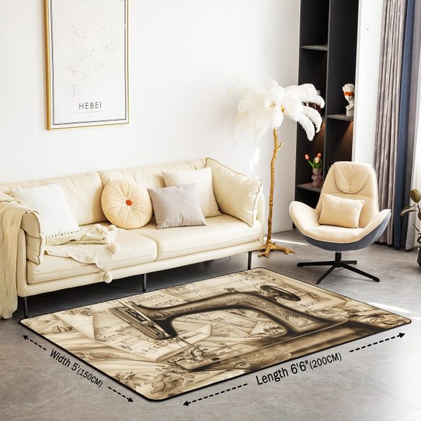 Clothes Sewing Theme Area Rug 5x7 Needle and Thread Rug for Bedroom Sewing Machine Carpet Non Slip Rustic Farmhouse Floor Mat Decorative Accent Rug Non Shedding - Image 133