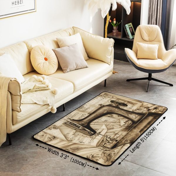 Clothes Sewing Theme Area Rug 5x7 Needle and Thread Rug for Bedroom Sewing Machine Carpet Non Slip Rustic Farmhouse Floor Mat Decorative Accent Rug Non Shedding - Image 134