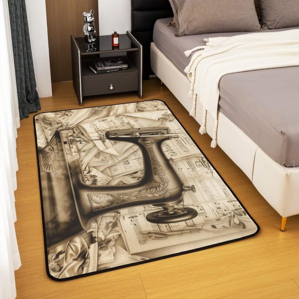Clothes Sewing Theme Area Rug 5x7 Needle and Thread Rug for Bedroom Sewing Machine Carpet Non Slip Rustic Farmhouse Floor Mat Decorative Accent Rug Non Shedding - Image 135